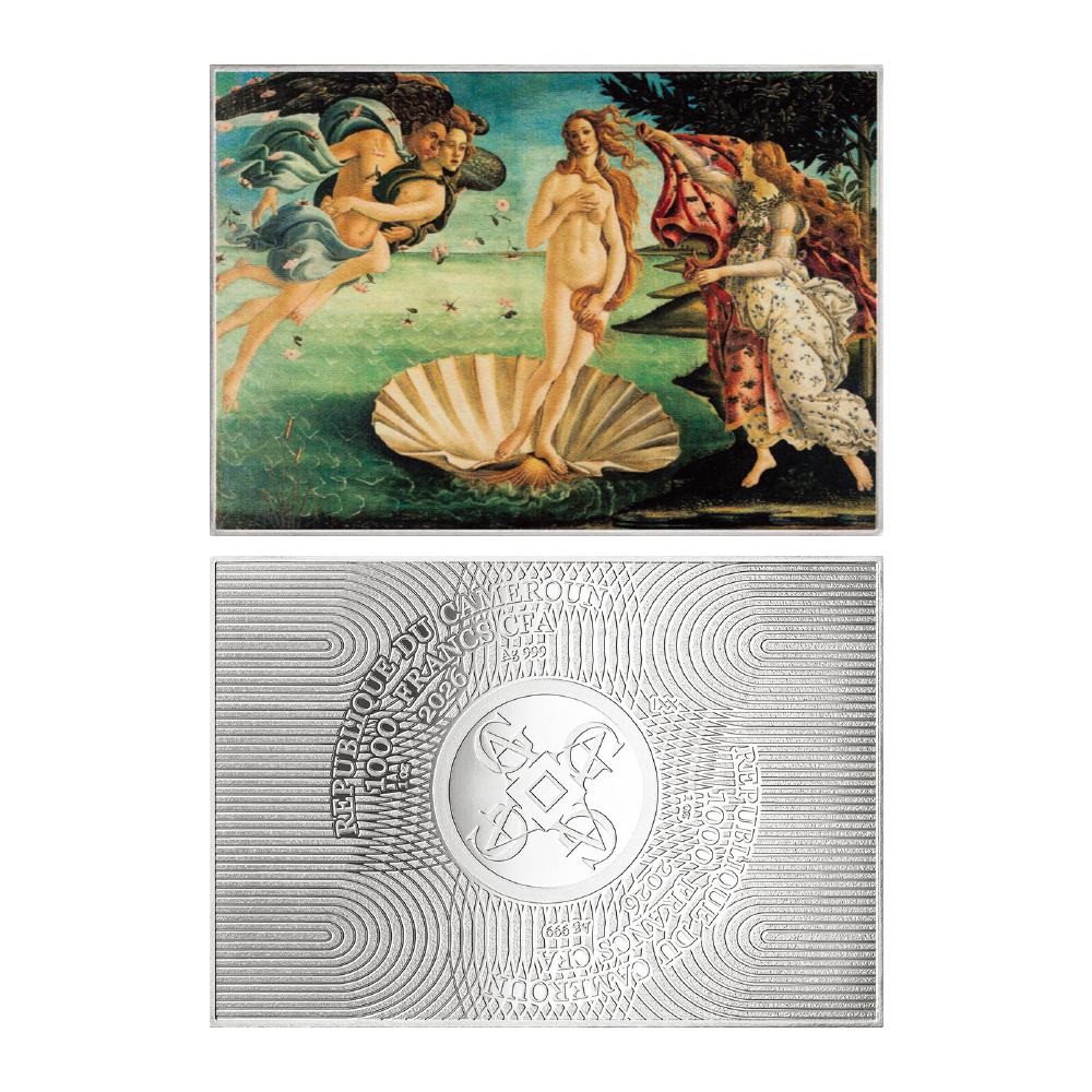 카메룬 2026 ‘산드로 보티첼리 - 비너스의 탄생’ 색채 은화