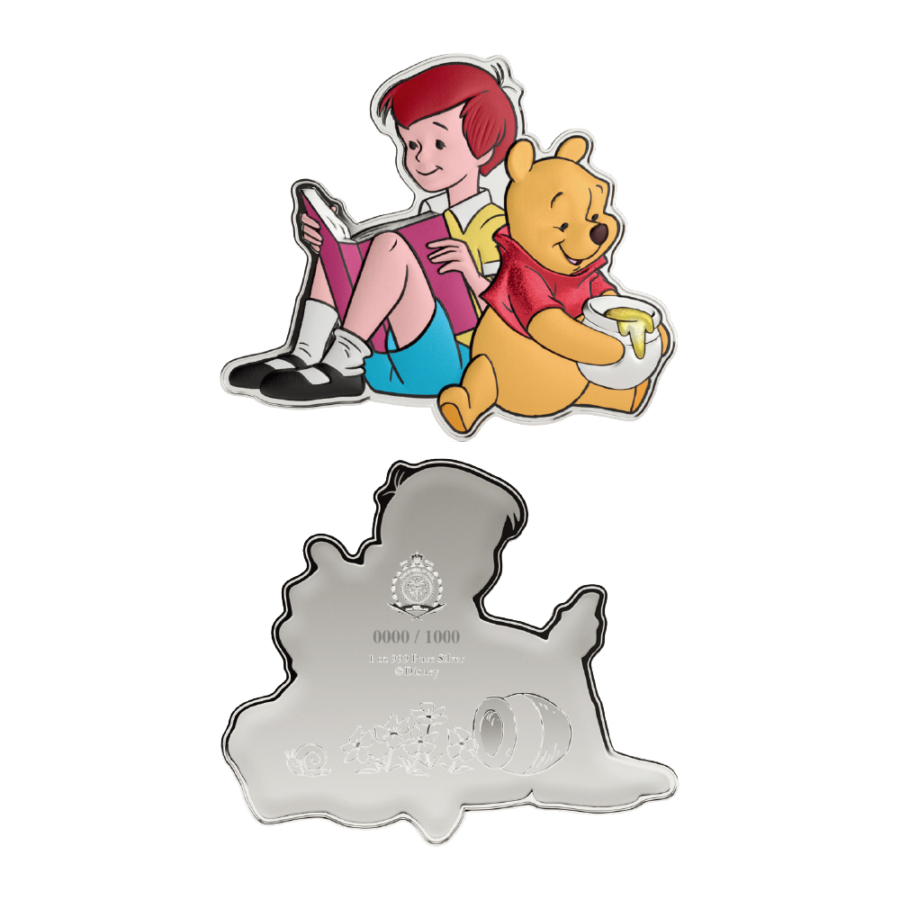 니우에 2025 \'디즈니 - 곰돌이 푸와 크리스토퍼 로빈\' 입체형 색채 은화