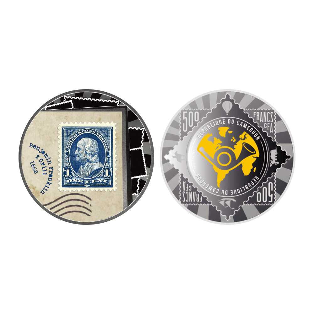 카메룬 2025 ‘세계에서 가장 가치있는 우표 - 벤자민 프랭클린 Z-Grill’ 색채 은화