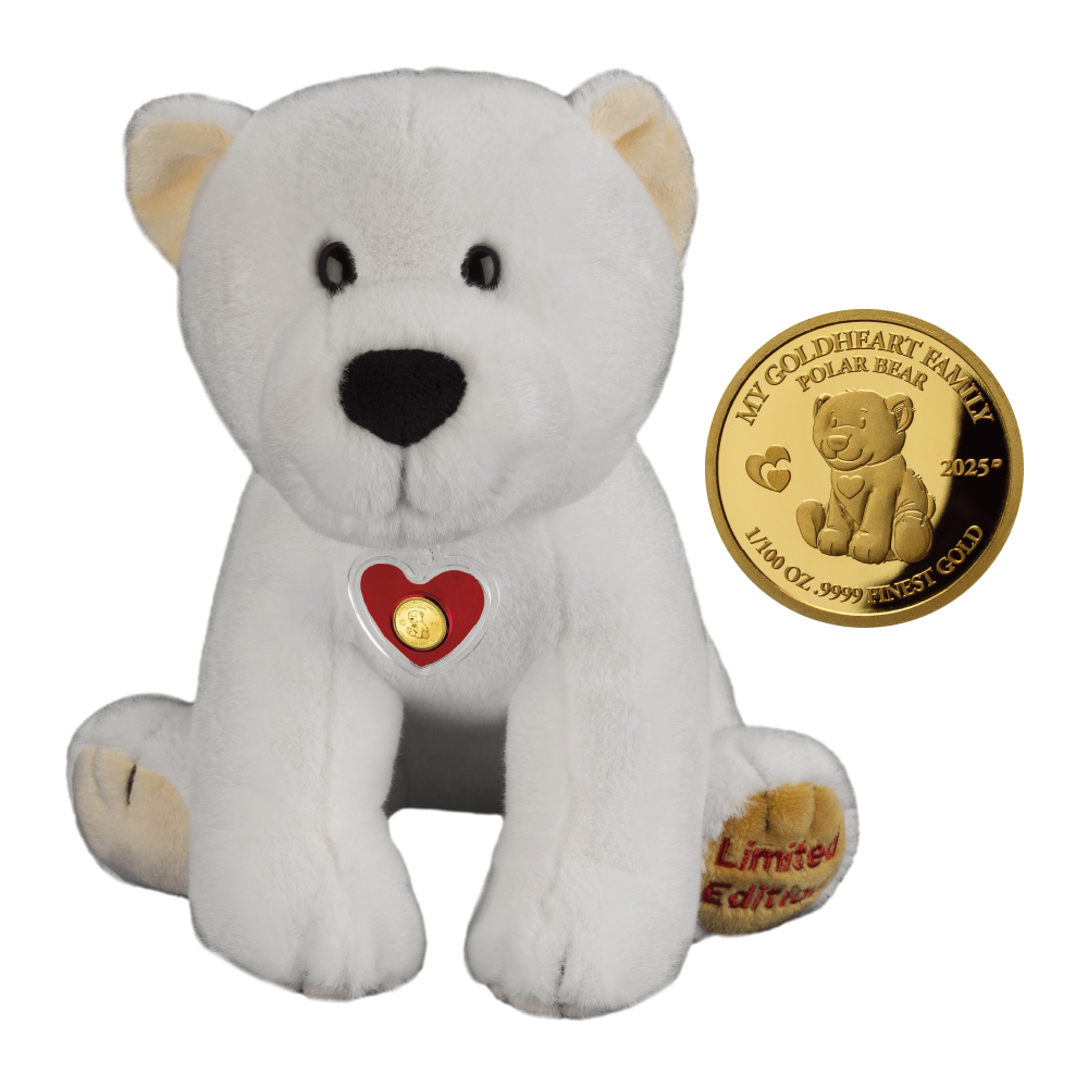 솔로몬제도 2025 ‘마이 골드하트 패밀리 - 북극곰 나눅’ 금화 · 곰인형 세트