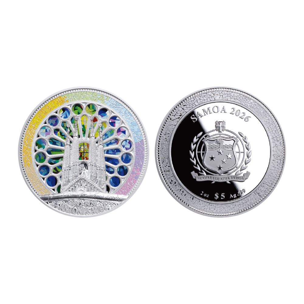 서사모아 2026 ‘가우디 서거 100주년’ 사그라다 파밀리아 하이릴리프 색채 은화